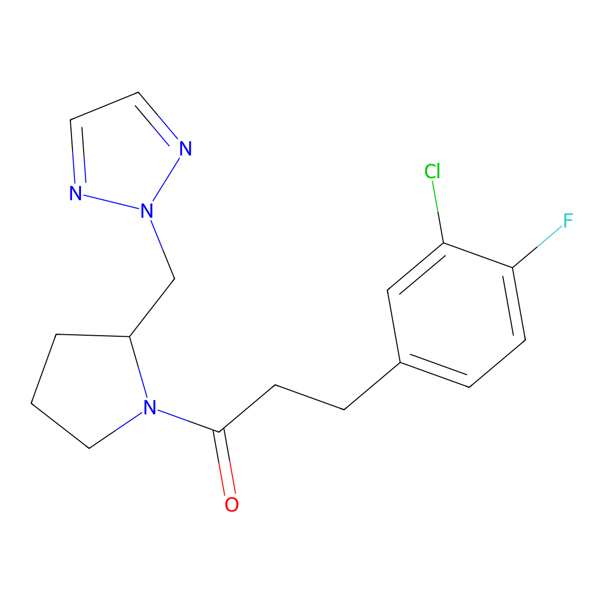 3-(3-chloro-4-fluorophenyl)-1-{2-[(2H-1,2,3-triazol-2-yl)methyl]pyrrolidin-1-yl}propan-1-one molecular structure, CAS 2097931-23-0