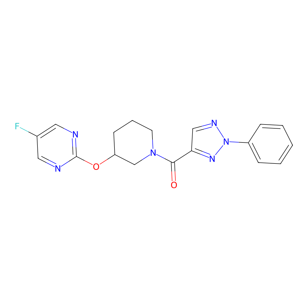 (3-((5-fluoropyrimidin-2-yl)oxy)piperidin-1-yl)(2-phenyl-2H-1,2,3-triazol-4-yl)methanone molecular structure, CAS 2097931-24-1