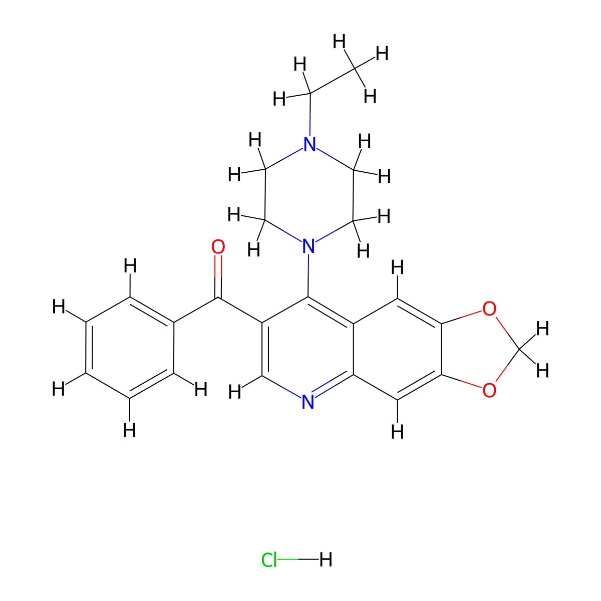 1-{7-benzoyl-2H-[1,3]dioxolo[4,5-g]quinolin-8-yl}-4-ethylpiperazine hydrochloride molecular structure, CAS 2097931-25-2
