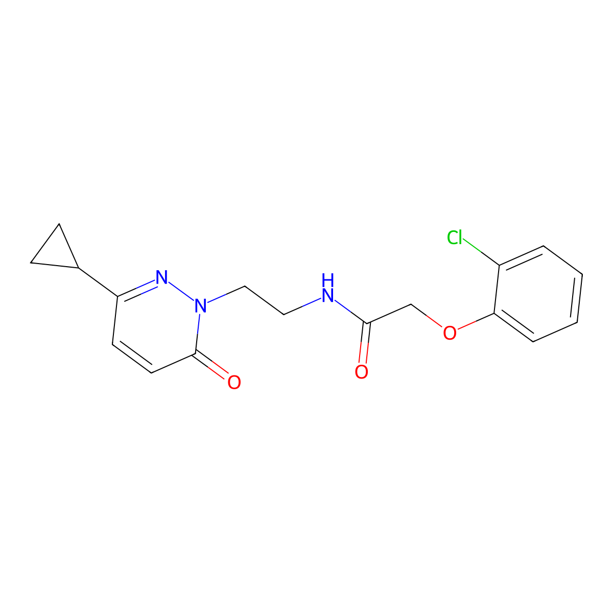2-(2-chlorophenoxy)-N-(2-(3-cyclopropyl-6-oxopyridazin-1(6H)-yl)ethyl)acetamide molecular structure, CAS 2097931-32-1