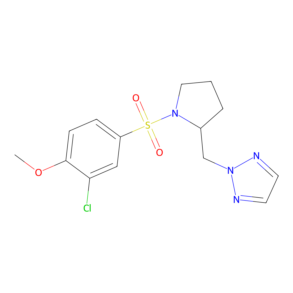 2-{[1-(3-chloro-4-methoxybenzenesulfonyl)pyrrolidin-2-yl]methyl}-2H-1,2,3-triazole molecular structure, CAS 2097931-35-4