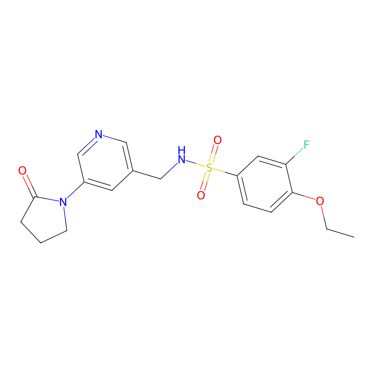 4-ethoxy-3-fluoro-N-{[5-(2-oxopyrrolidin-1-yl)pyridin-3-yl]methyl}benzene-1-sulfonamide molecular structure, CAS 2097931-38-7