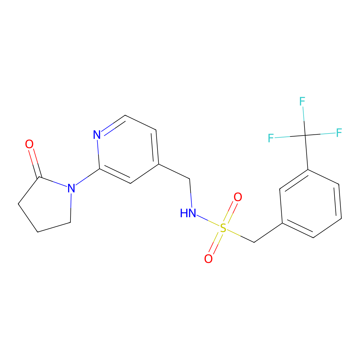 N-{[2-(2-oxopyrrolidin-1-yl)pyridin-4-yl]methyl}-1-[3-(trifluoromethyl)phenyl]methanesulfonamide molecular structure, CAS 2097931-43-4