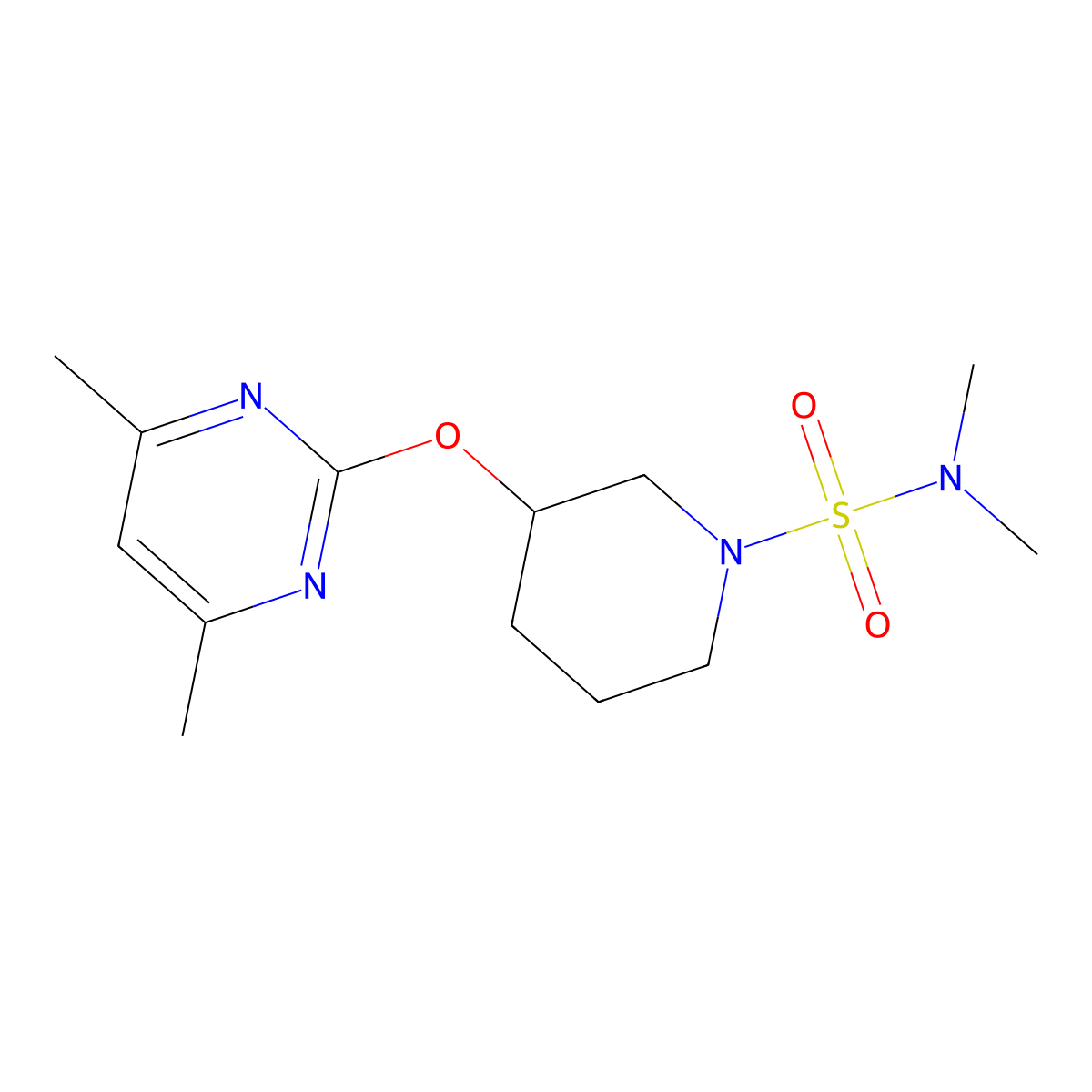 3-[(4,6-dimethylpyrimidin-2-yl)oxy]-N,N-dimethylpiperidine-1-sulfonamide molecular structure, CAS 2097931-45-6