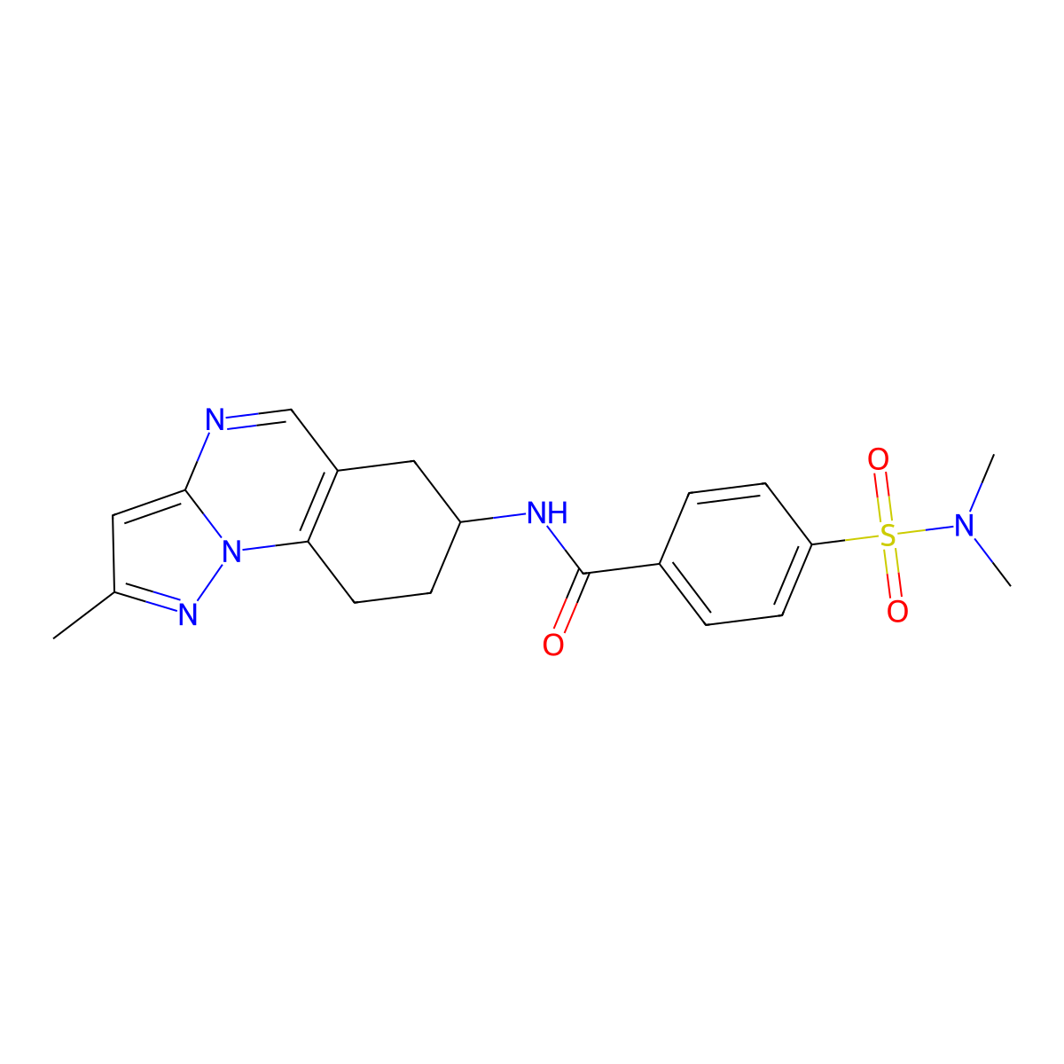 4-(dimethylsulfamoyl)-N-{2-methyl-6H,7H,8H,9H-pyrazolo[1,5-a]quinazolin-7-yl}benzamide molecular structure, CAS 2097931-49-0