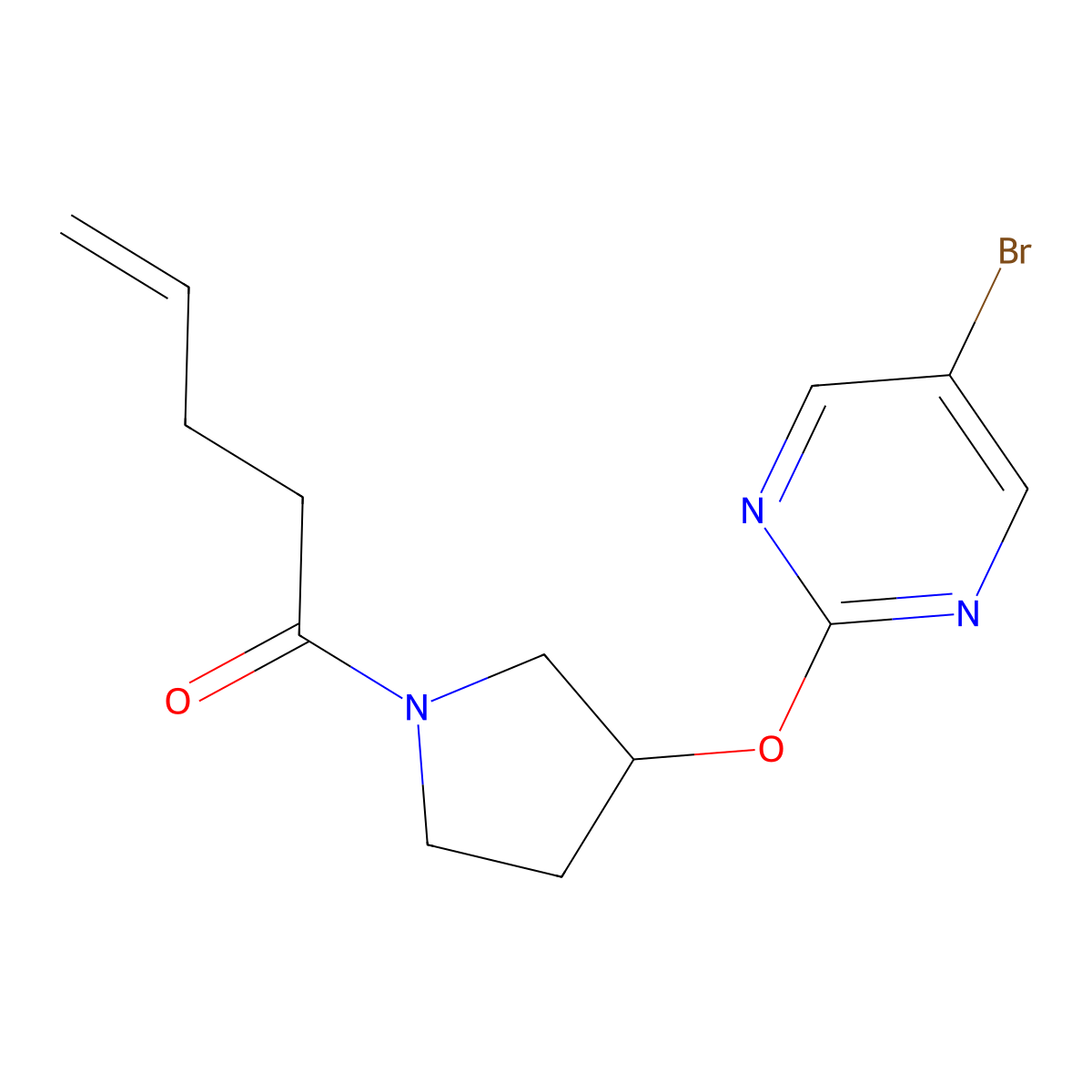 1-{3-[(5-Bromopyrimidin-2-yl)oxy]pyrrolidin-1-yl}pent-4-en-1-one molecular structure, CAS 2097931-54-7