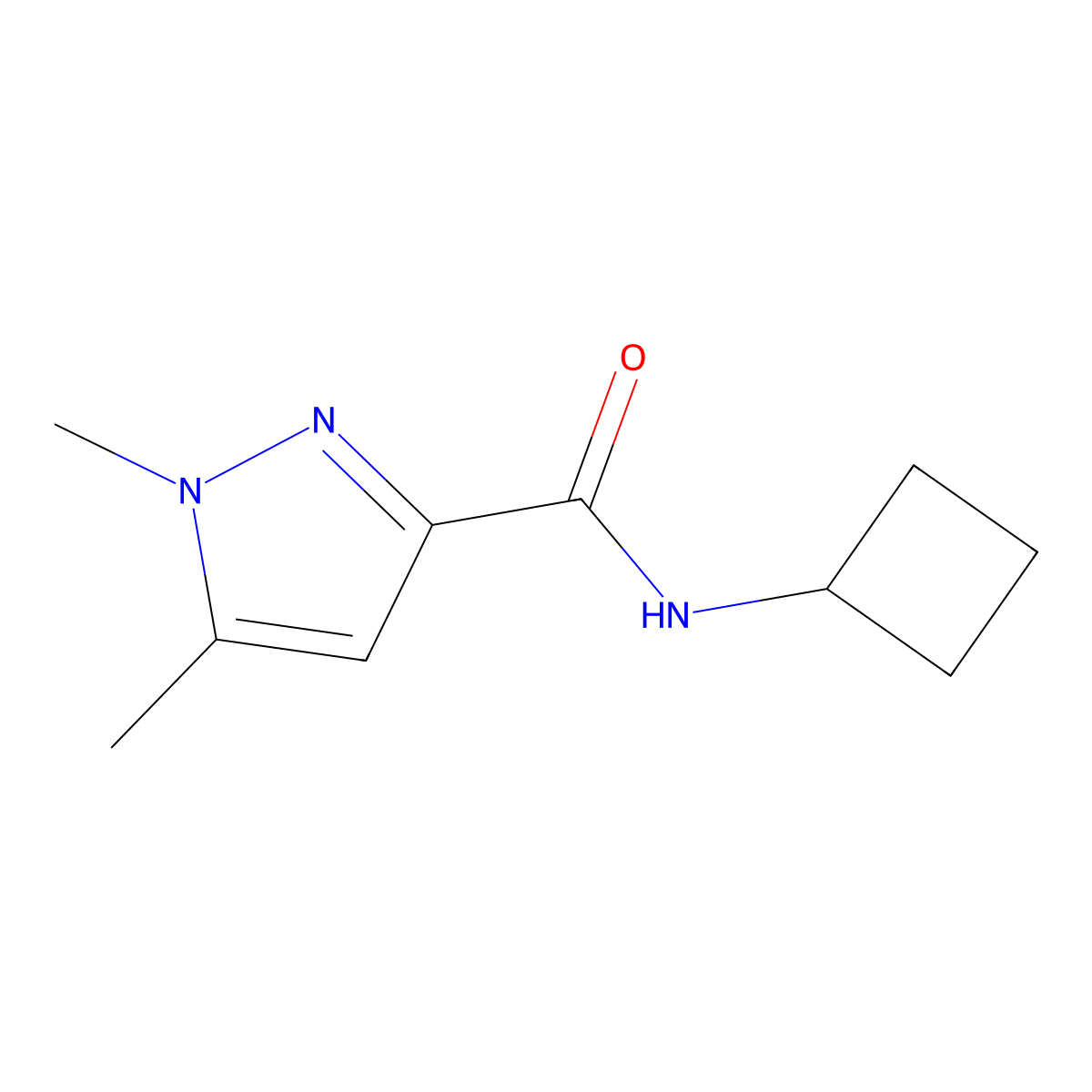N-cyclobutyl-1,5-dimethyl-1H-pyrazole-3-carboxamide molecular structure, CAS 2097931-56-9