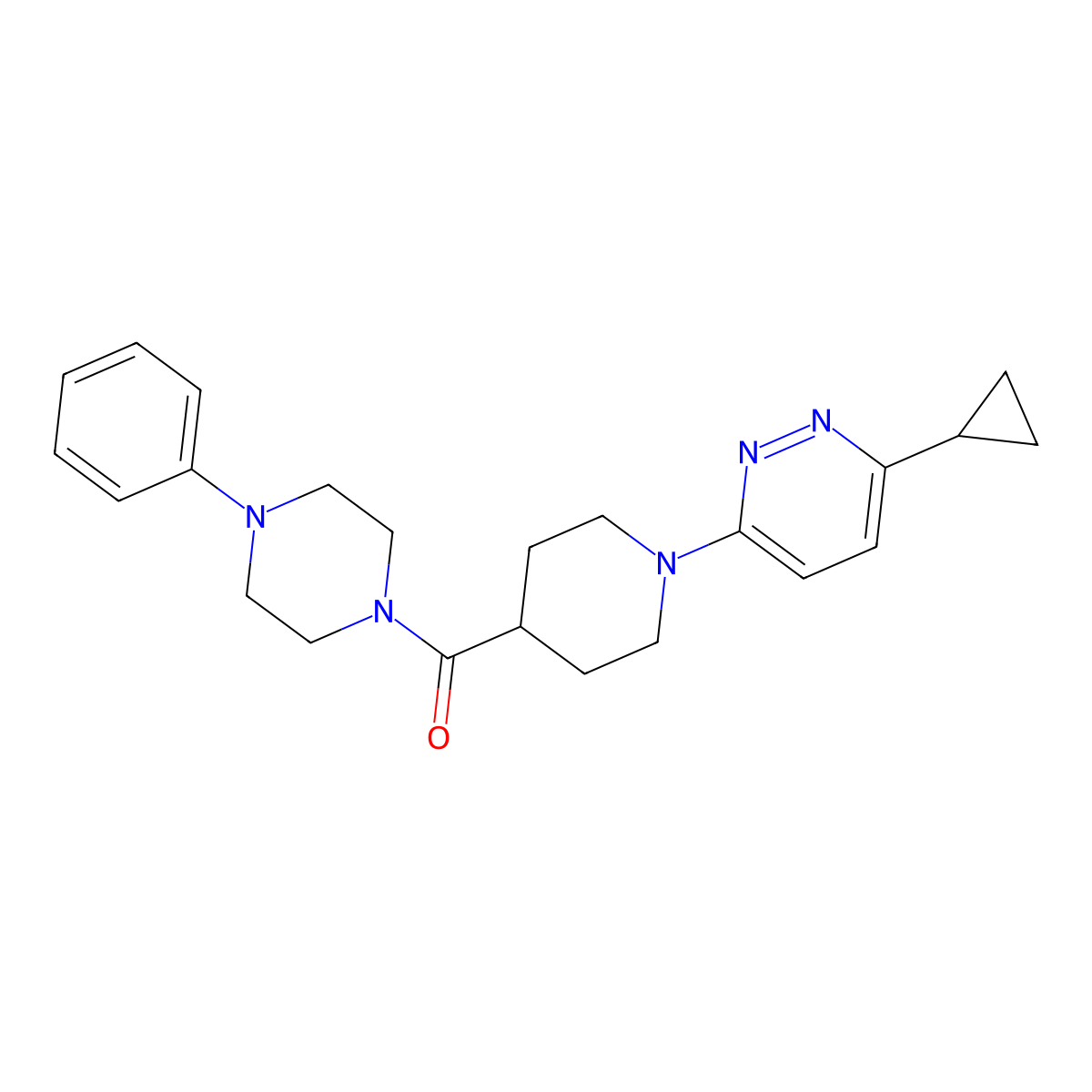3-Cyclopropyl-6-[4-(4-phenylpiperazine-1-carbonyl)piperidin-1-yl]pyridazine molecular structure, CAS 2097931-59-2