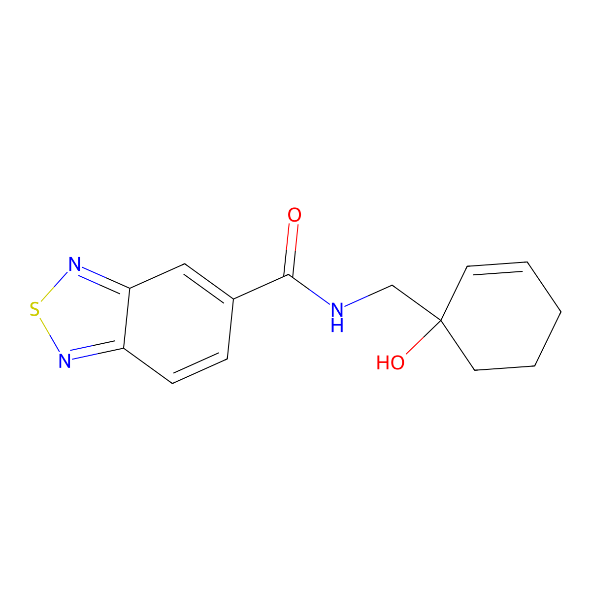 N-[(1-hydroxycyclohex-2-en-1-yl)methyl]-2,1,3-benzothiadiazole-5-carboxamide molecular structure, CAS 2097931-63-8