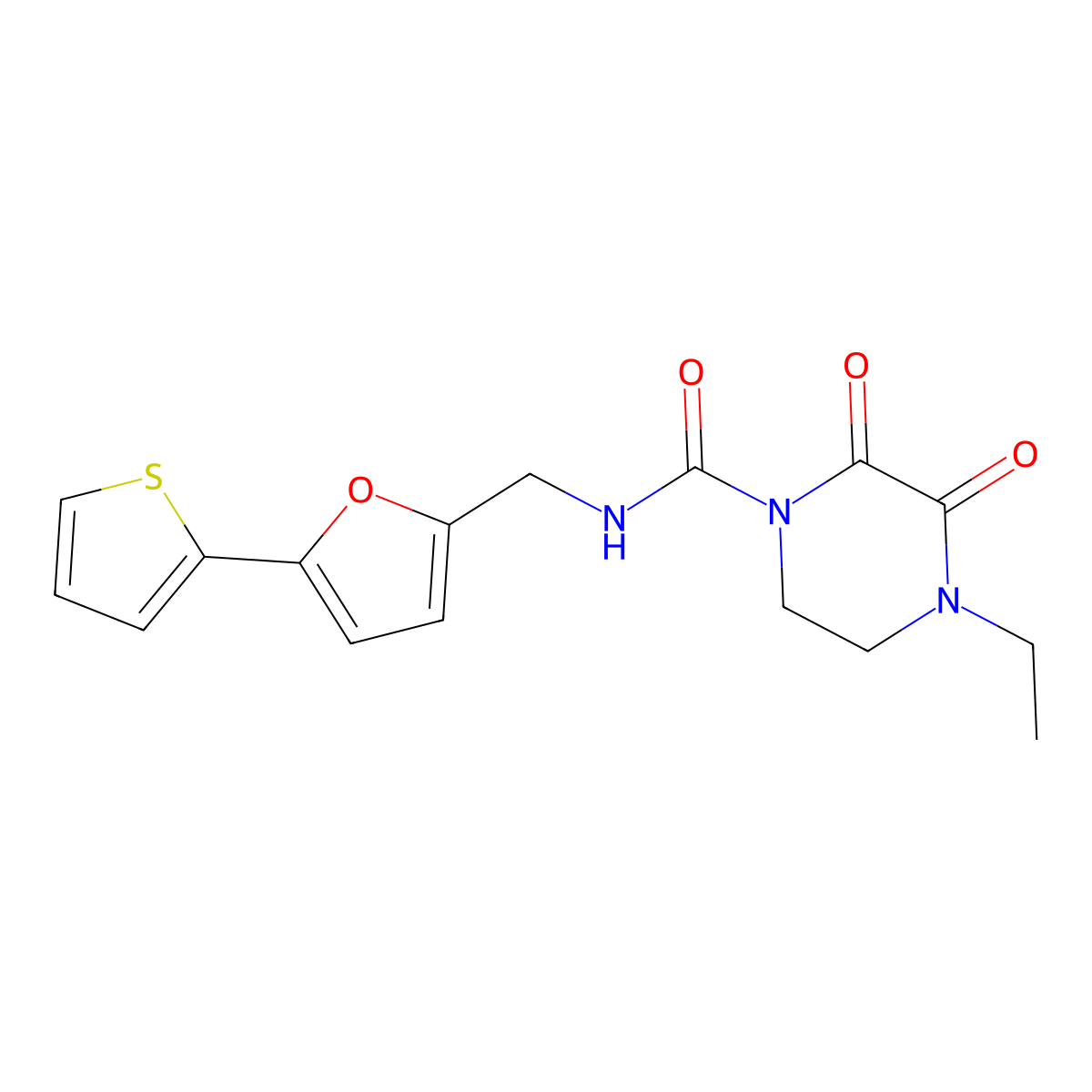 4-ethyl-2,3-dioxo-N-{[5-(thiophen-2-yl)furan-2-yl]methyl}piperazine-1-carboxamide molecular structure, CAS 2097931-74-1
