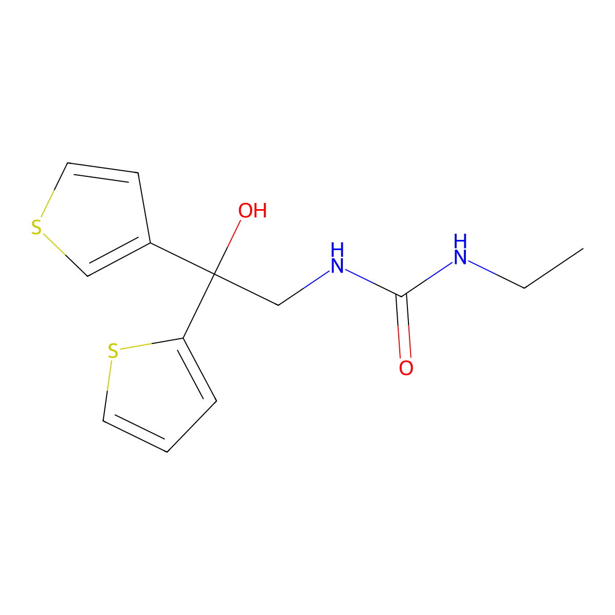 1-Ethyl-3-(2-hydroxy-2-(thiophen-2-yl)-2-(thiophen-3-yl)ethyl)urea molecular structure, CAS 2097931-78-5