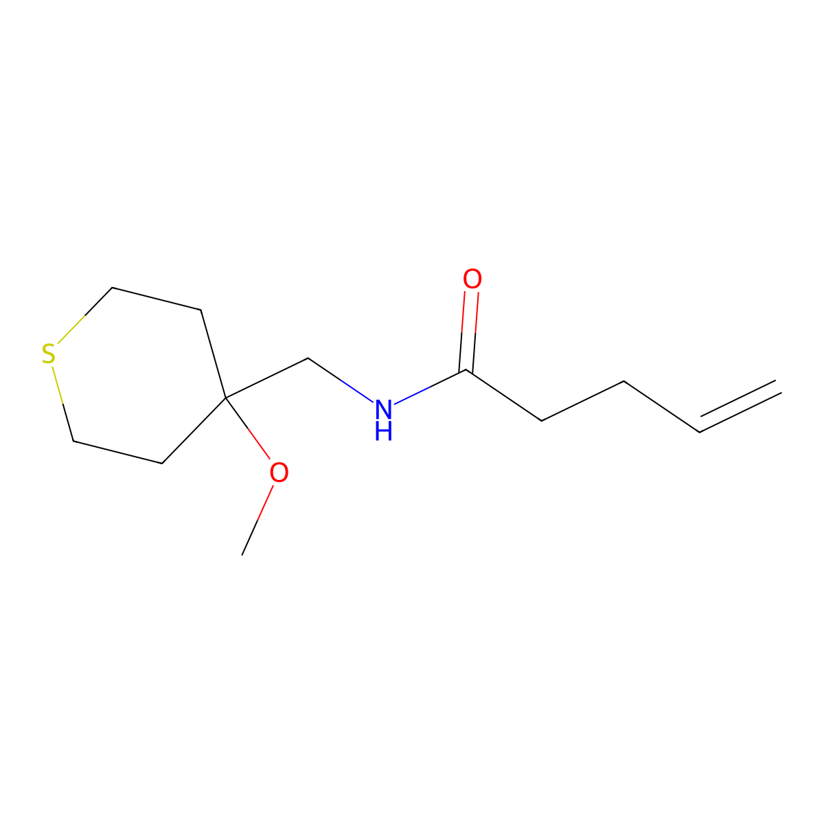 N-[(4-methoxythian-4-yl)methyl]pent-4-enamide molecular structure, CAS 2097931-86-5