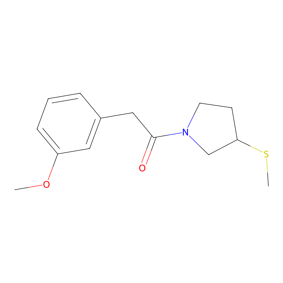 2-(3-Methoxyphenyl)-1-[3-(methylsulfanyl)pyrrolidin-1-yl]ethan-1-one molecular structure, CAS 2097931-90-1