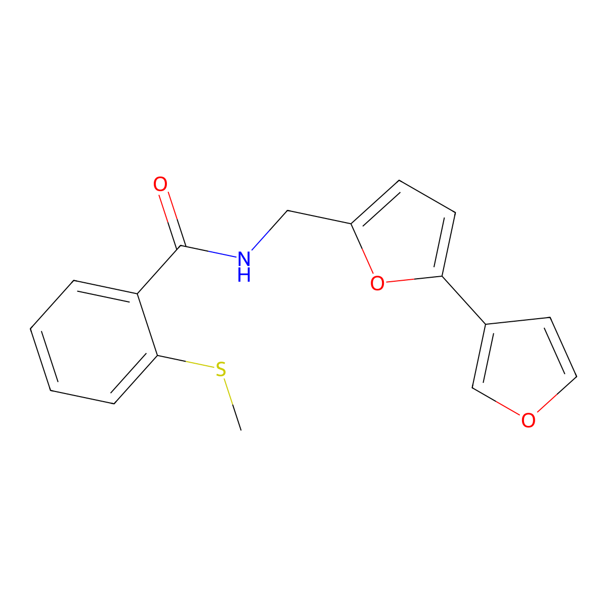 N-({[2,3'-bifuran]-5-yl}methyl)-2-(methylsulfanyl)benzamide molecular structure, CAS 2097931-94-5