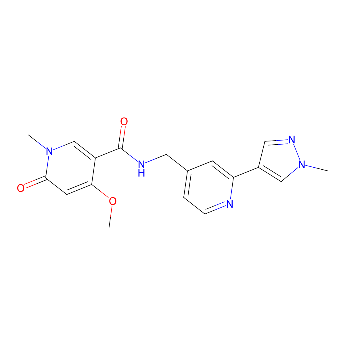 4-methoxy-1-methyl-N-{[2-(1-methyl-1H-pyrazol-4-yl)pyridin-4-yl]methyl}-6-oxo-1,6-dihydropyridine-3-carboxamide molecular structure, CAS 2097931-97-8