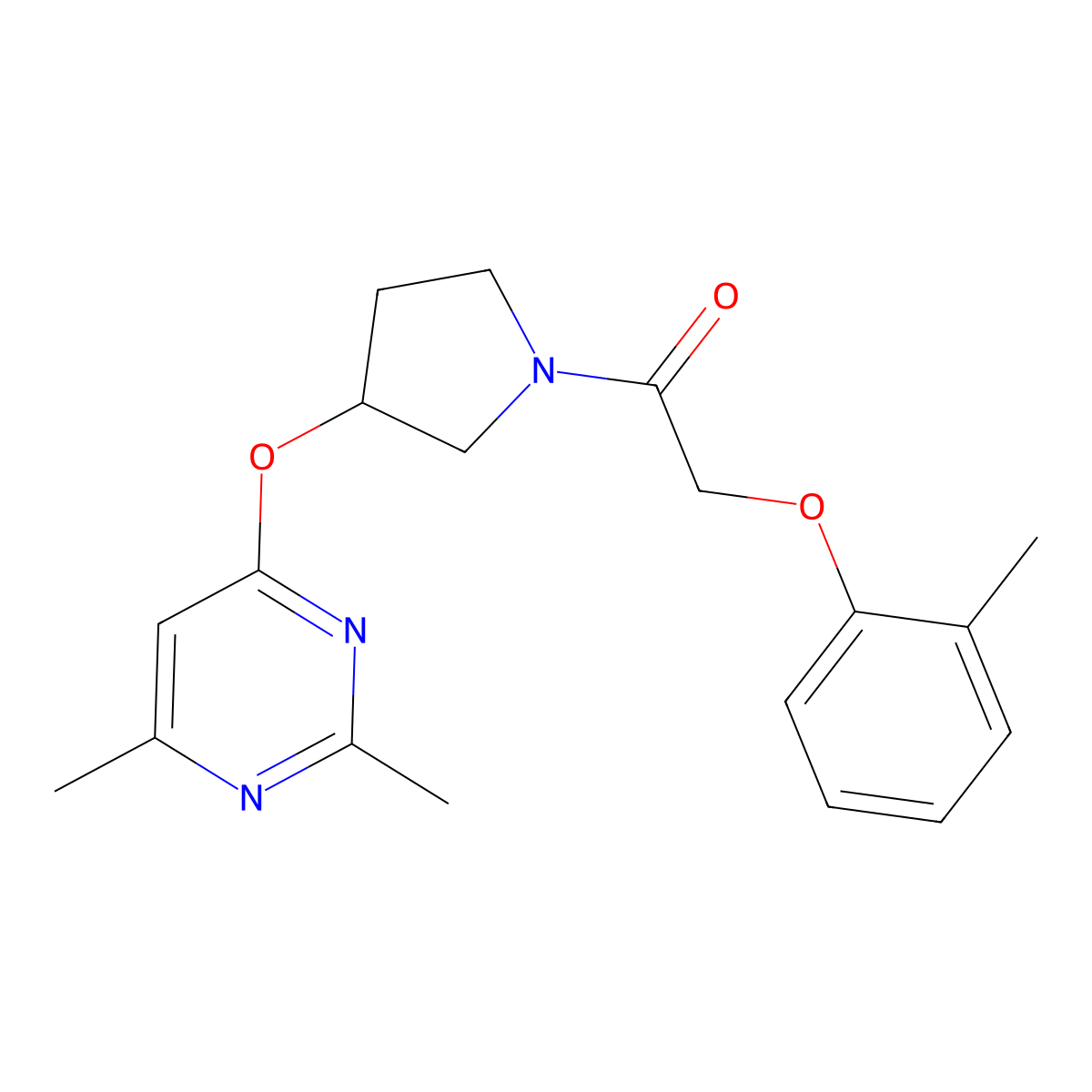 1-{3-[(2,6-Dimethylpyrimidin-4-yl)oxy]pyrrolidin-1-yl}-2-(2-methylphenoxy)ethan-1-one molecular structure, CAS 2097931-98-9