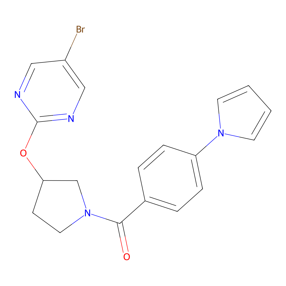 5-bromo-2-({1-[4-(1H-pyrrol-1-yl)benzoyl]pyrrolidin-3-yl}oxy)pyrimidine molecular structure, CAS 2097932-02-8