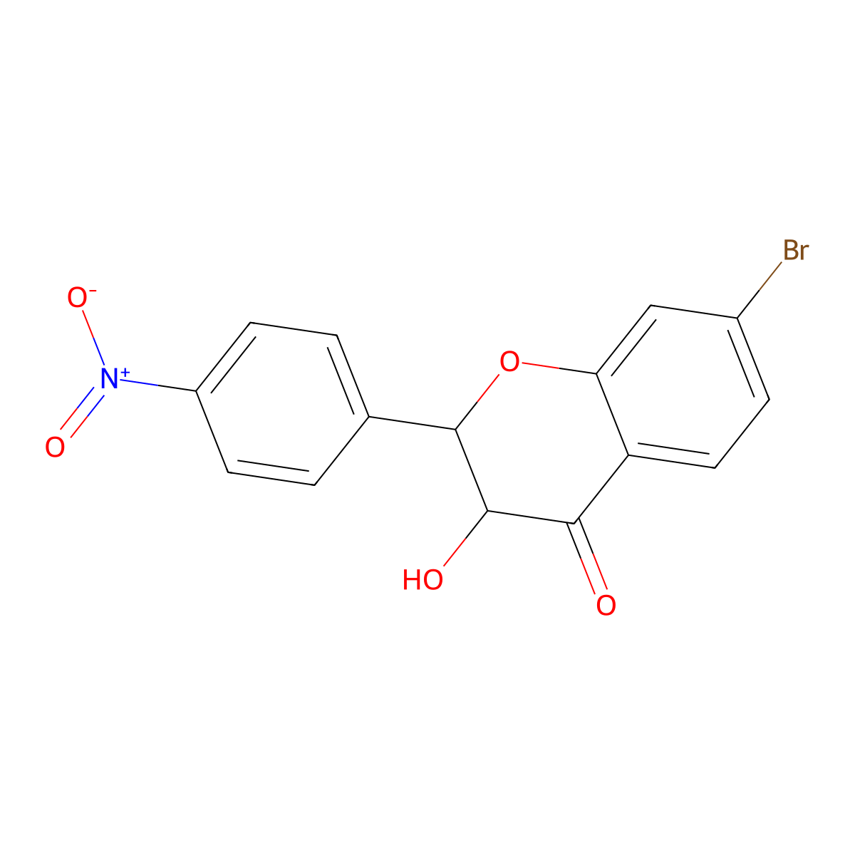 7-bromo-3-hydroxy-2-(4-nitrophenyl)-3,4-dihydro-2H-1-benzopyran-4-one molecular structure, CAS 2097932-09-5
