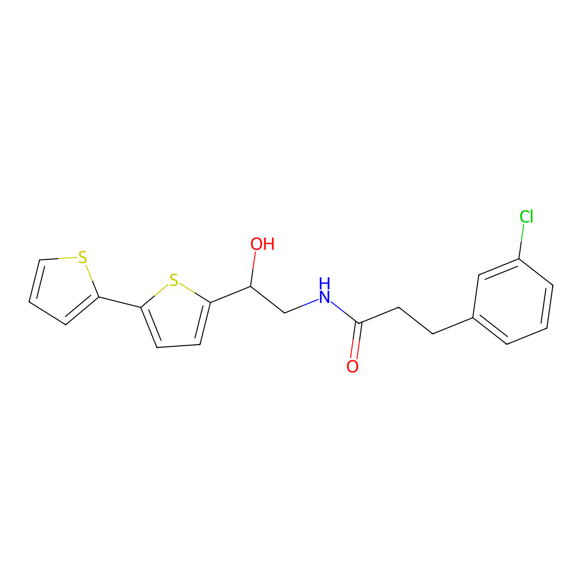 N-(2-{[2,2'-bithiophene]-5-yl}-2-hydroxyethyl)-3-(3-chlorophenyl)propanamide molecular structure, CAS 2097932-10-8
