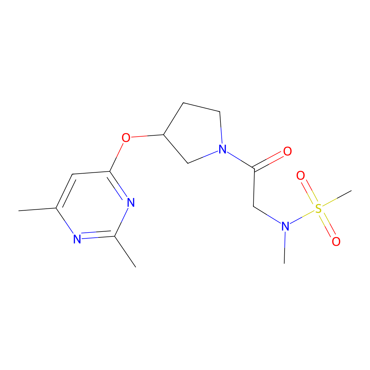 N-(2-{3-[(2,6-dimethylpyrimidin-4-yl)oxy]pyrrolidin-1-yl}-2-oxoethyl)-N-methylmethanesulfonamide molecular structure, CAS 2097932-11-9