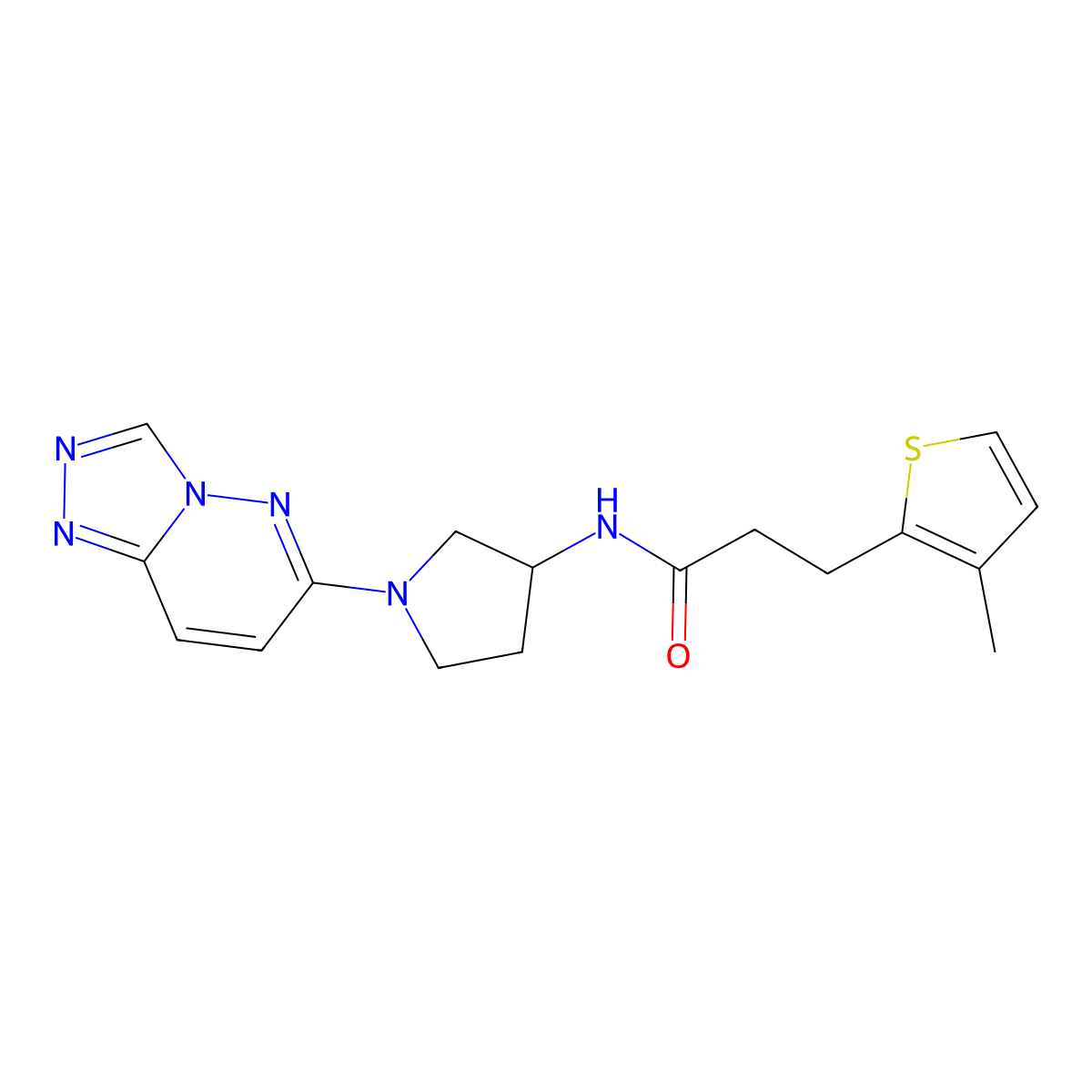 3-(3-methylthiophen-2-yl)-N-(1-{[1,2,4]triazolo[4,3-b]pyridazin-6-yl}pyrrolidin-3-yl)propanamide molecular structure, CAS 2097932-12-0