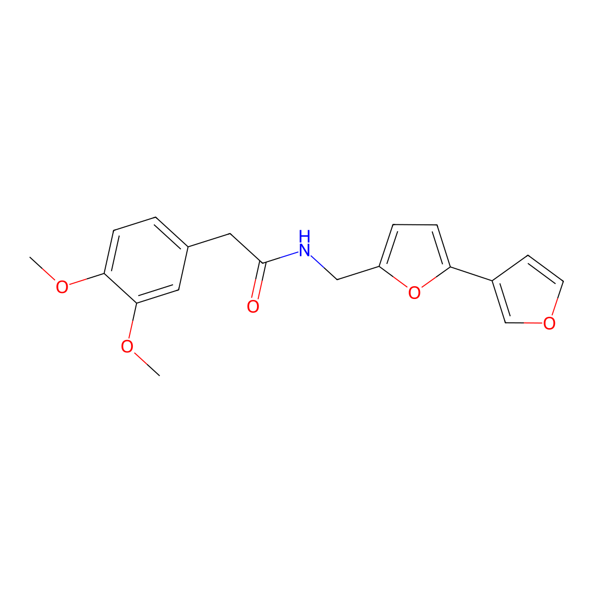 N-({[2,3'-bifuran]-5-yl}methyl)-2-(3,4-dimethoxyphenyl)acetamide molecular structure, CAS 2097932-14-2
