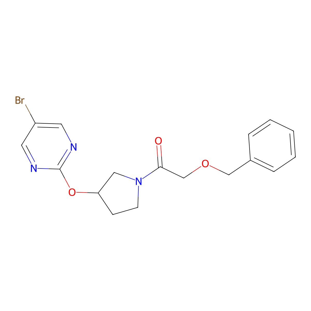 2-(Benzyloxy)-1-{3-[(5-bromopyrimidin-2-yl)oxy]pyrrolidin-1-yl}ethan-1-one molecular structure, CAS 2097932-15-3