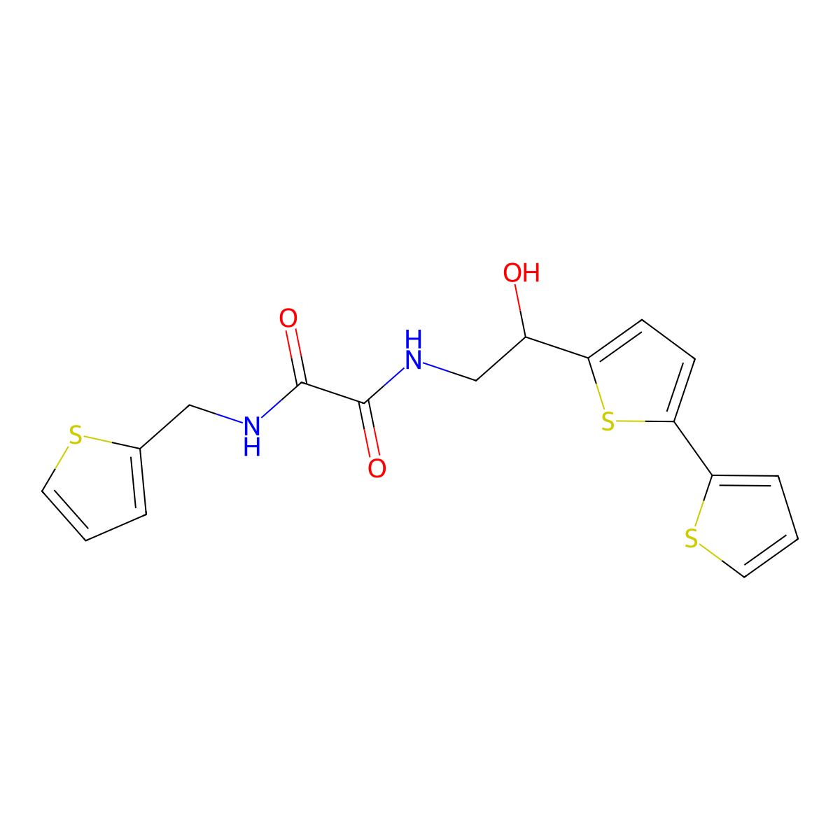 N-(2-{[2,2'-bithiophene]-5-yl}-2-hydroxyethyl)-N'-[(thiophen-2-yl)methyl]ethanediamide molecular structure, CAS 2097932-16-4