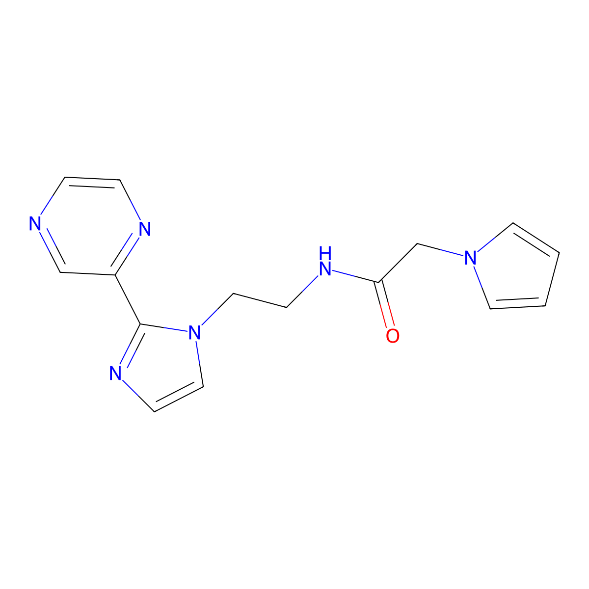 N-{2-[2-(pyrazin-2-yl)-1H-imidazol-1-yl]ethyl}-2-(1H-pyrrol-1-yl)acetamide molecular structure, CAS 2097932-18-6