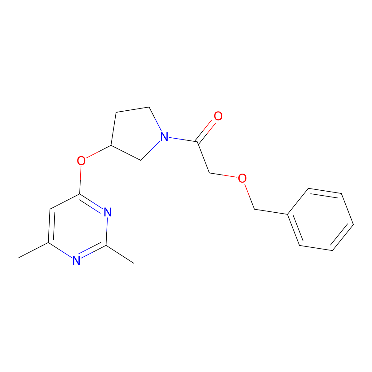 2-(Benzyloxy)-1-{3-[(2,6-dimethylpyrimidin-4-yl)oxy]pyrrolidin-1-yl}ethan-1-one molecular structure, CAS 2097932-24-4