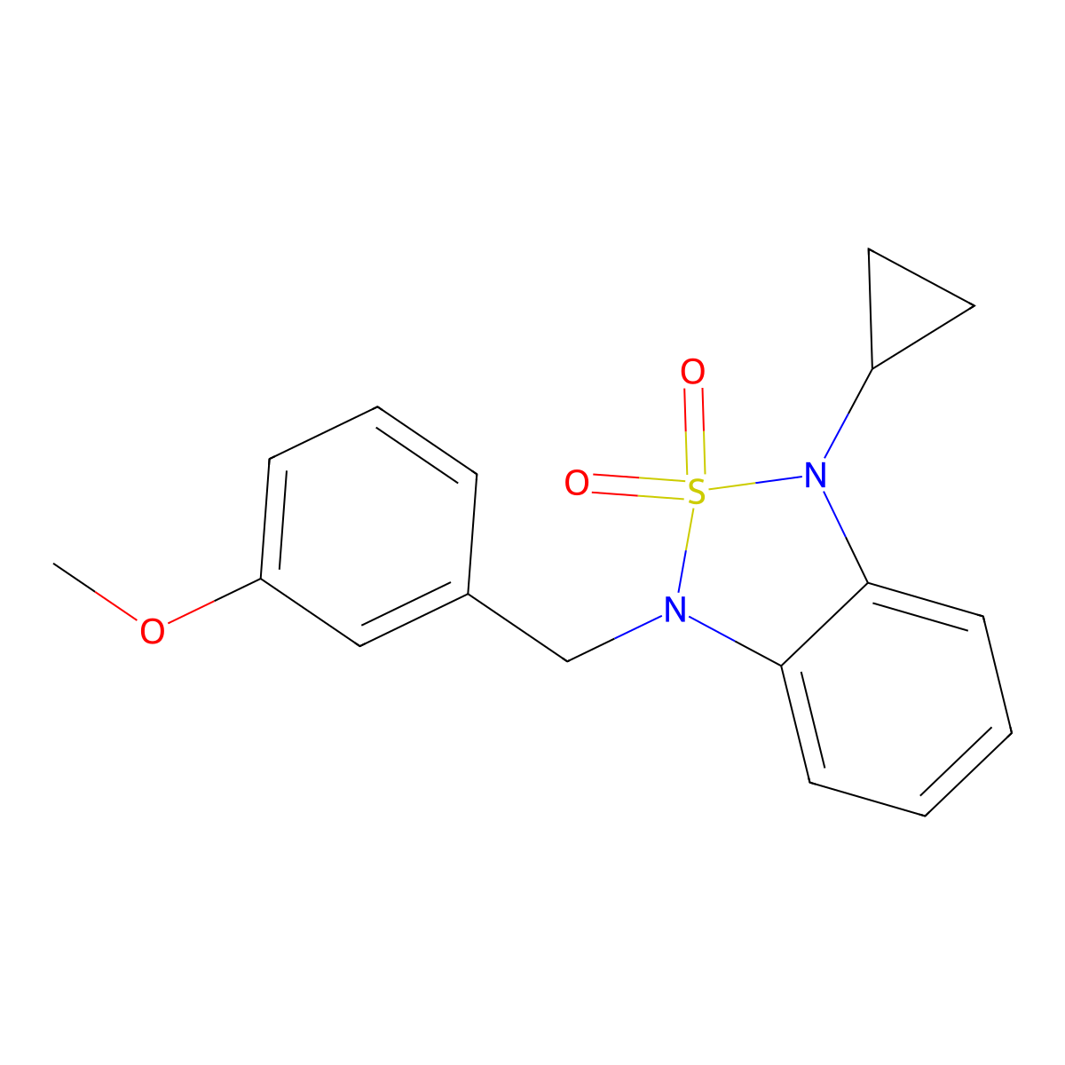 1-Cyclopropyl-3-[(3-methoxyphenyl)methyl]-1,3-dihydro-2lambda6,1,3-benzothiadiazole-2,2-dione molecular structure, CAS 2097932-36-8
