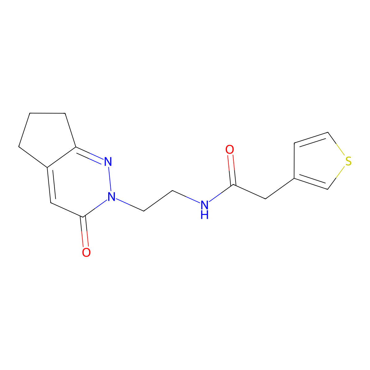 N-(2-(3-oxo-3,5,6,7-tetrahydro-2H-cyclopenta[c]pyridazin-2-yl)ethyl)-2-(thiophen-3-yl)acetamide molecular structure, CAS 2097932-38-0