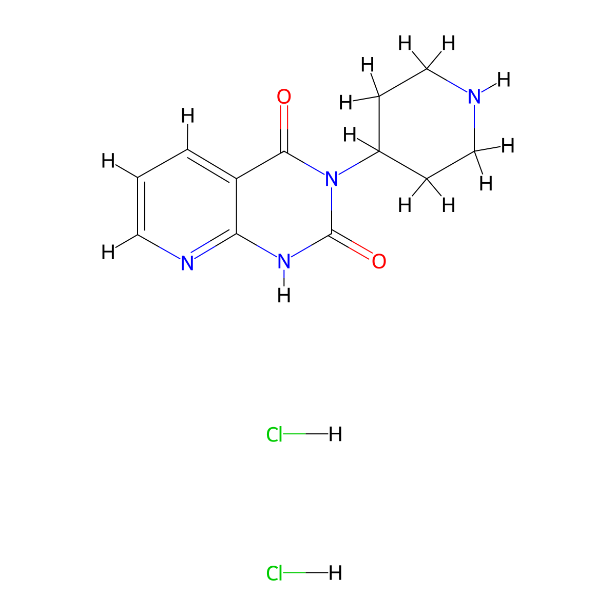 3-(piperidin-4-yl)-1H,2H,3H,4H-pyrido[2,3-d]pyrimidine-2,4-dione dihydrochloride molecular structure, CAS 2097932-39-1