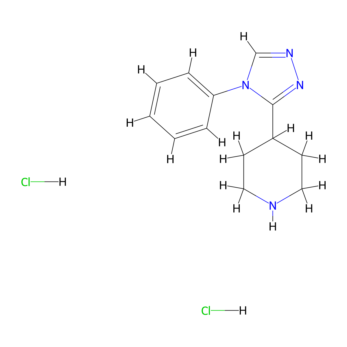 4-(4-phenyl-4H-1,2,4-triazol-3-yl)piperidine dihydrochloride molecular structure, CAS 2097932-41-5