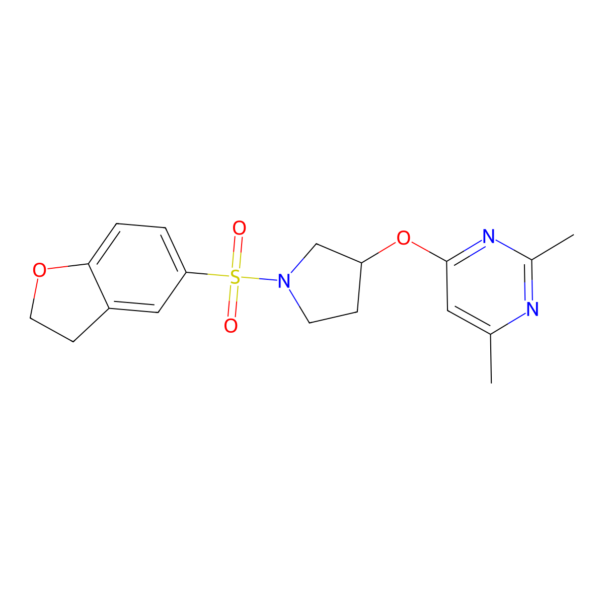 4-{[1-(2,3-Dihydro-1-benzofuran-5-sulfonyl)pyrrolidin-3-yl]oxy}-2,6-dimethylpyrimidine molecular structure, CAS 2097932-50-6