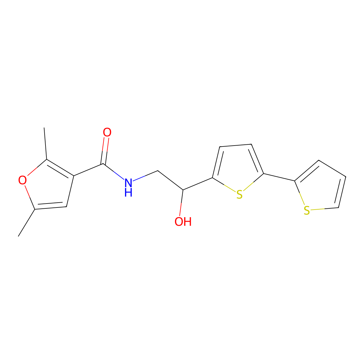 N-(2-{[2,2'-bithiophene]-5-yl}-2-hydroxyethyl)-2,5-dimethylfuran-3-carboxamide molecular structure, CAS 2097932-56-2