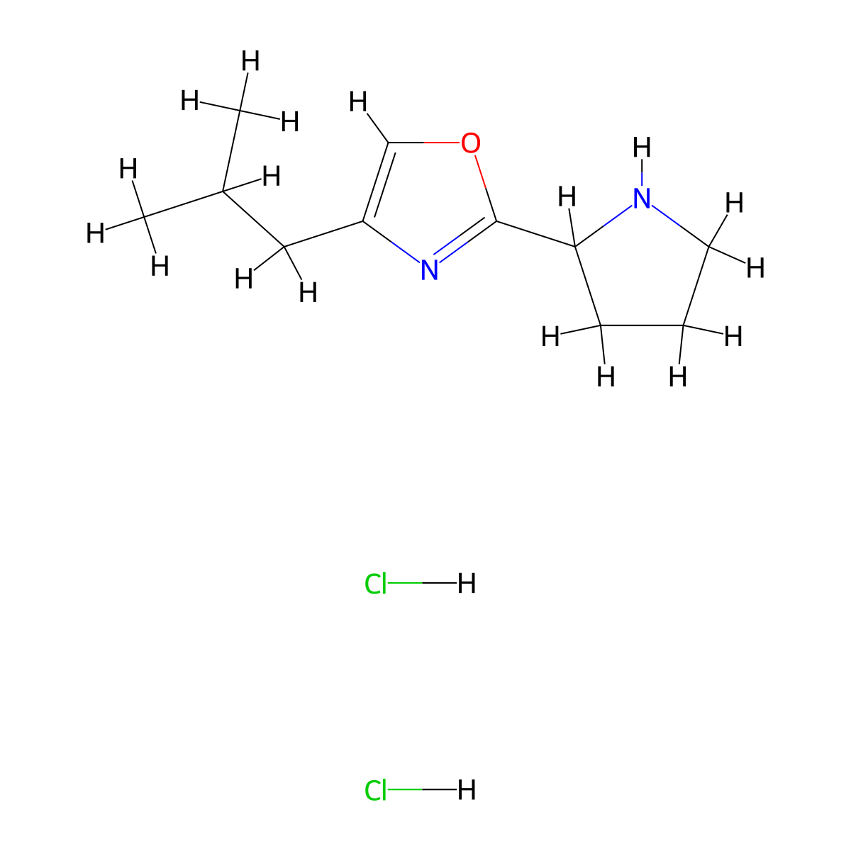 4-(2-Methylpropyl)-2-(pyrrolidin-2-yl)-1,3-oxazole dihydrochloride molecular structure, CAS 2097932-71-1