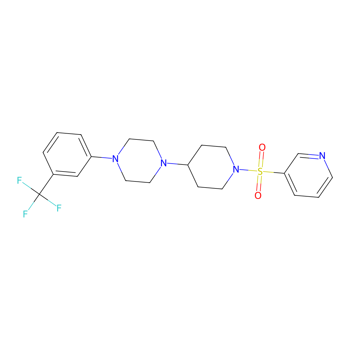 1-[1-(Pyridine-3-sulfonyl)piperidin-4-yl]-4-[3-(trifluoromethyl)phenyl]piperazine molecular structure, CAS 2097932-80-2