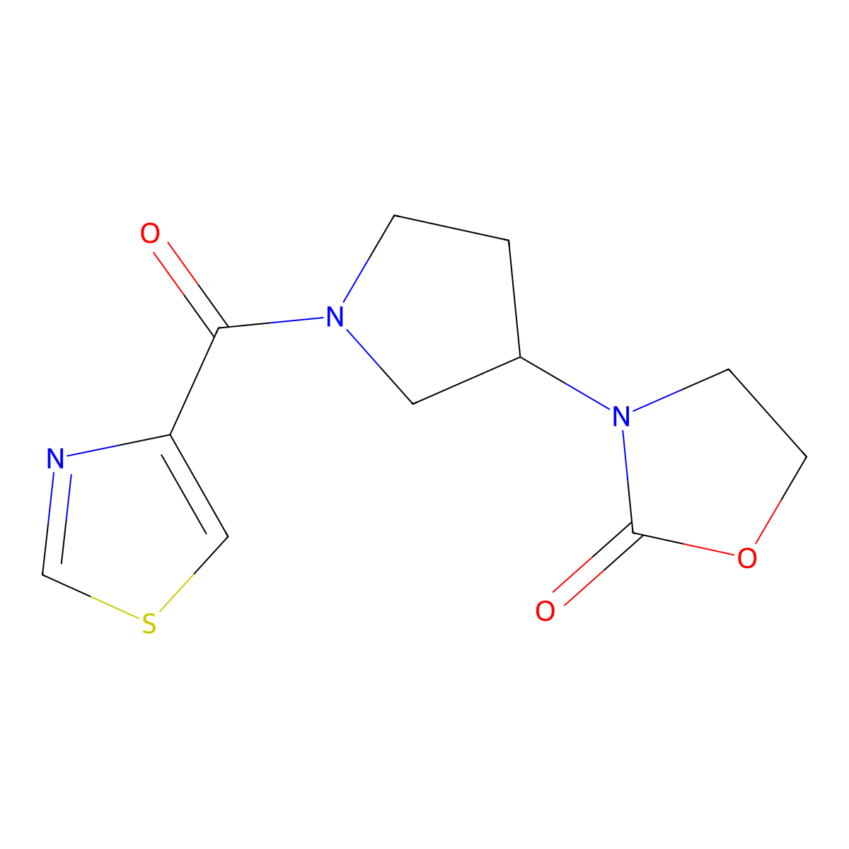 3-[1-(1,3-Thiazole-4-carbonyl)pyrrolidin-3-yl]-1,3-oxazolidin-2-one molecular structure, CAS 2097932-84-6