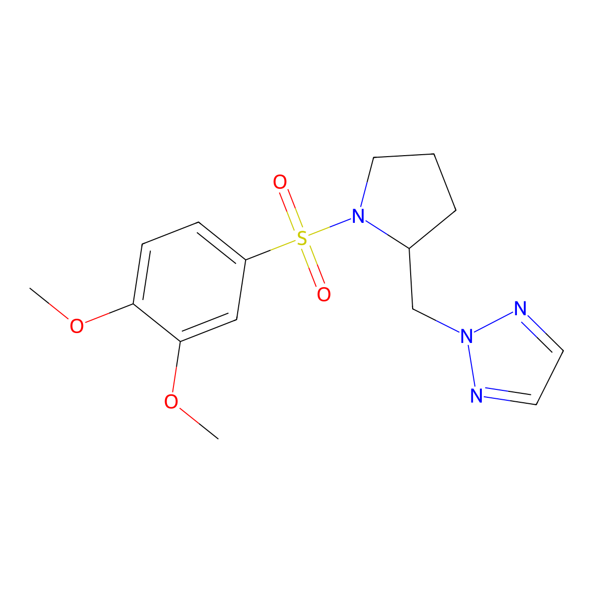 2-{[1-(3,4-dimethoxybenzenesulfonyl)pyrrolidin-2-yl]methyl}-2H-1,2,3-triazole molecular structure, CAS 2097932-94-8