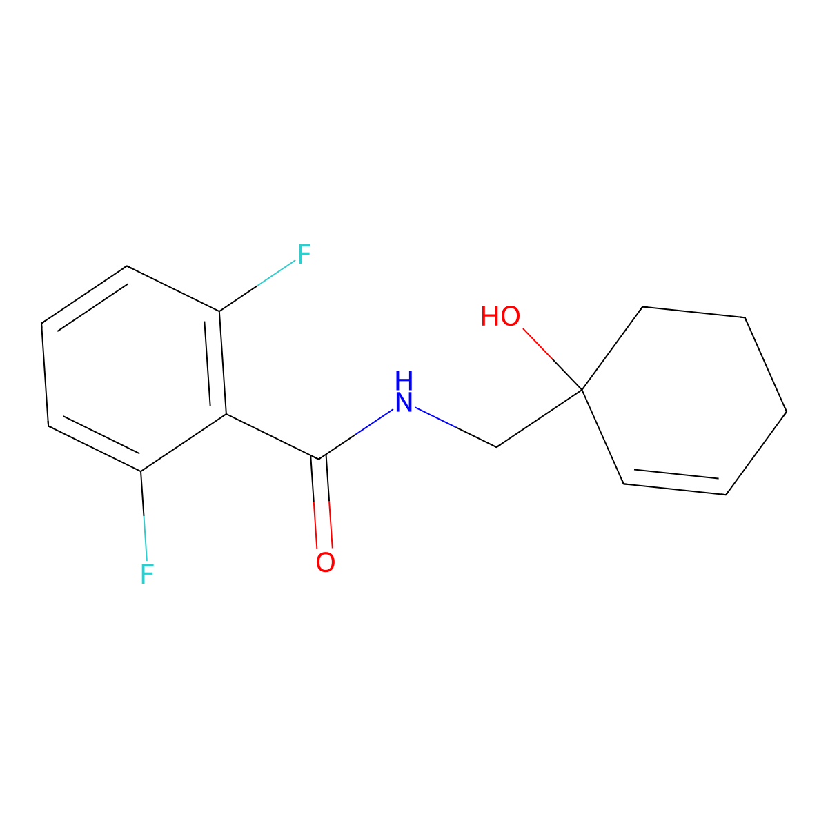 2,6-difluoro-N-[(1-hydroxycyclohex-2-en-1-yl)methyl]benzamide molecular structure, CAS 2097933-03-2