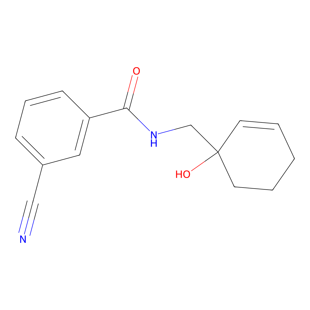 3-cyano-N-[(1-hydroxycyclohex-2-en-1-yl)methyl]benzamide molecular structure, CAS 2097933-15-6