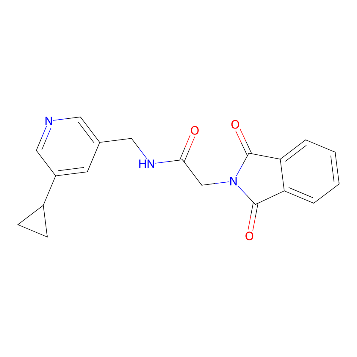 N-[(5-cyclopropylpyridin-3-yl)methyl]-2-(1,3-dioxo-2,3-dihydro-1H-isoindol-2-yl)acetamide molecular structure, CAS 2097933-19-0