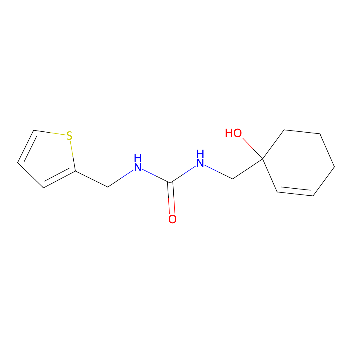 1-[(1-Hydroxycyclohex-2-en-1-yl)methyl]-3-[(thiophen-2-yl)methyl]urea molecular structure, CAS 2097933-23-6
