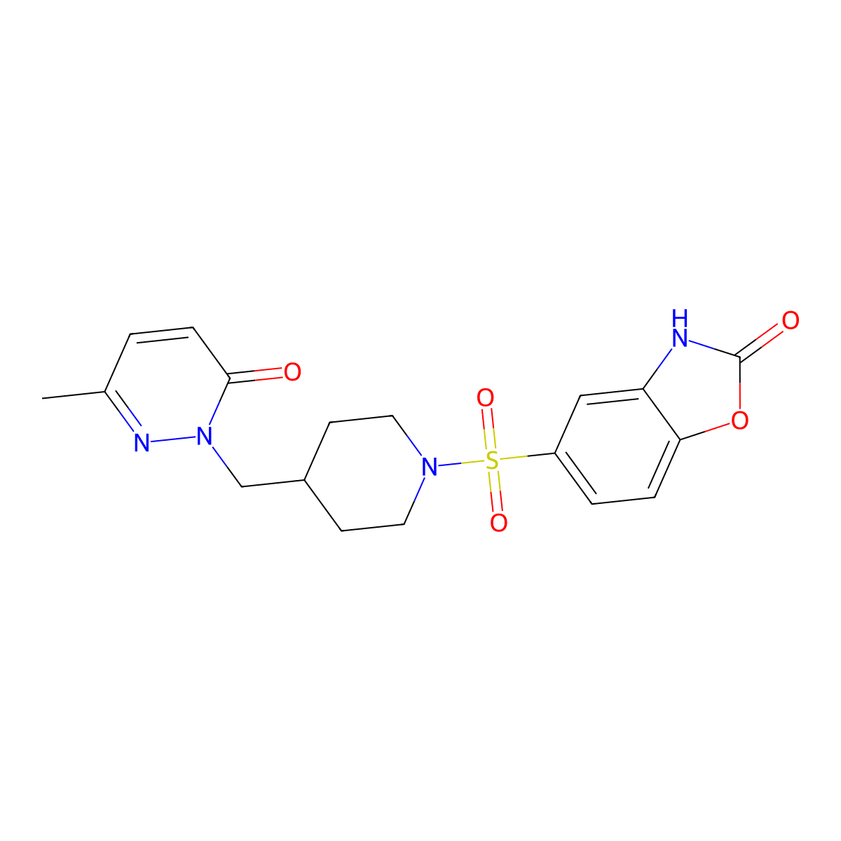 5-({4-[(3-Methyl-6-oxo-1,6-dihydropyridazin-1-yl)methyl]piperidin-1-yl}sulfonyl)-2,3-dihydro-1,3-benzoxazol-2-one molecular structure, CAS 2097933-24-7