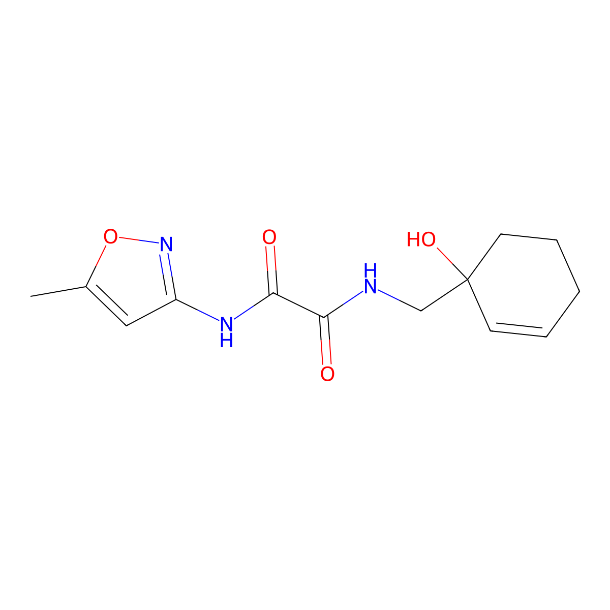 N'-[(1-hydroxycyclohex-2-en-1-yl)methyl]-N-(5-methyl-1,2-oxazol-3-yl)ethanediamide molecular structure, CAS 2097933-30-5