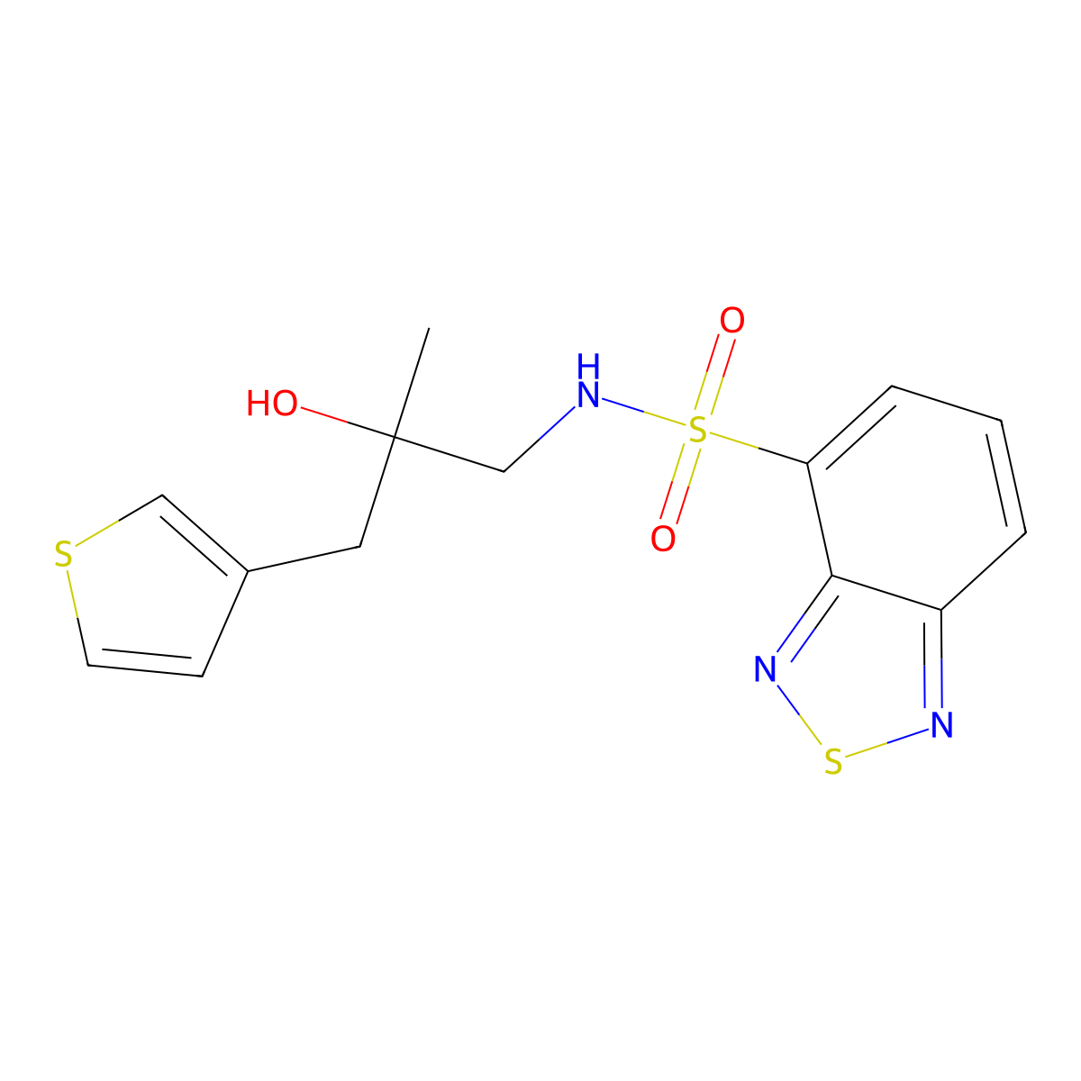N-[2-hydroxy-2-methyl-3-(thiophen-3-yl)propyl]-2,1,3-benzothiadiazole-4-sulfonamide molecular structure, CAS 2097933-34-9