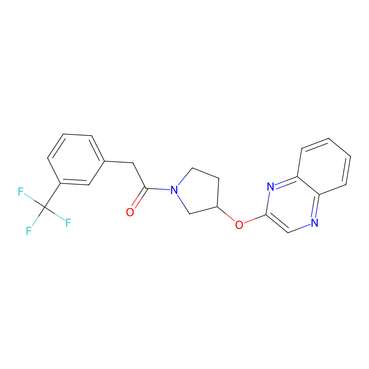 1-[3-(Quinoxalin-2-yloxy)pyrrolidin-1-yl]-2-[3-(trifluoromethyl)phenyl]ethan-1-one molecular structure, CAS 2097933-36-1