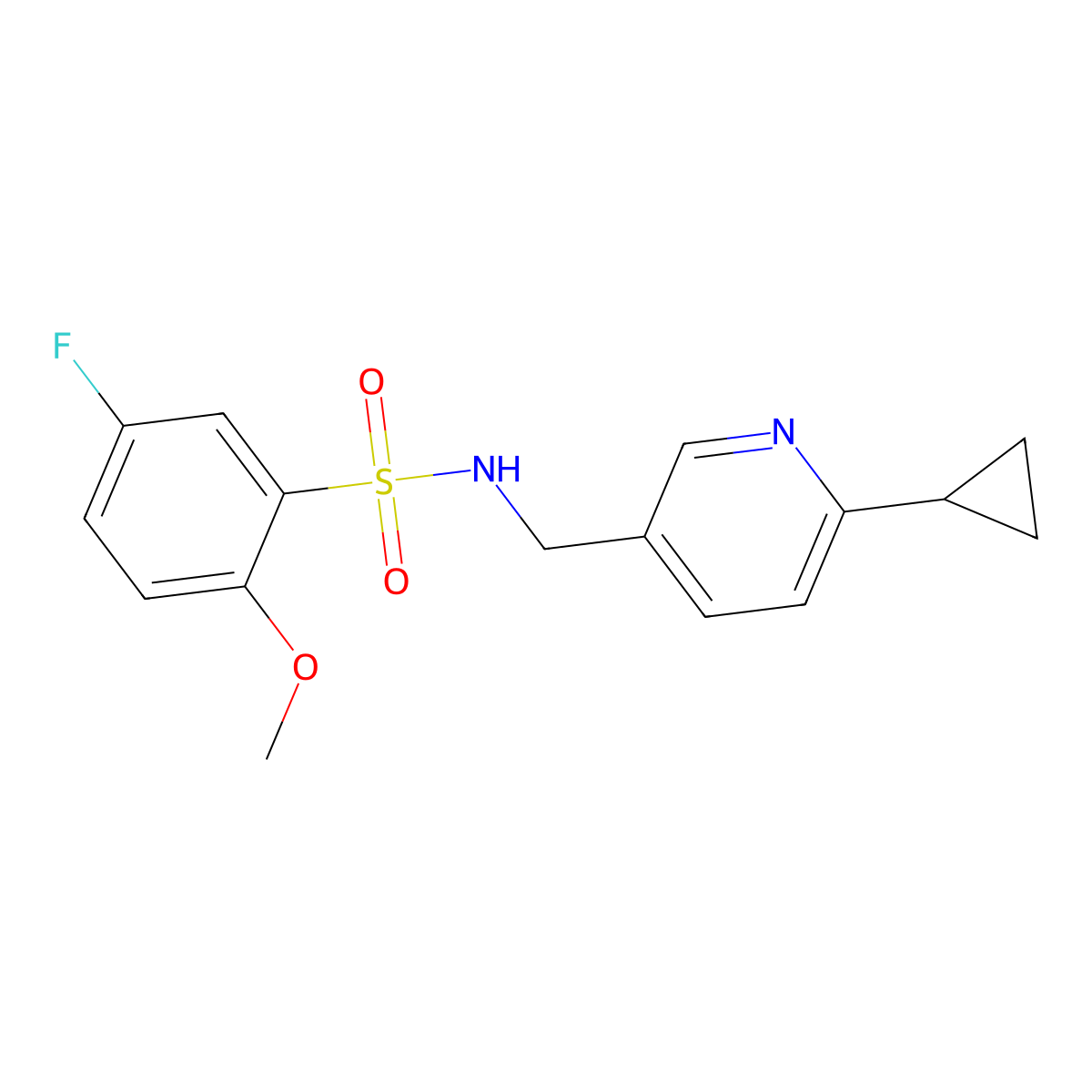 N-[(6-cyclopropylpyridin-3-yl)methyl]-5-fluoro-2-methoxybenzene-1-sulfonamide molecular structure, CAS 2097933-37-2