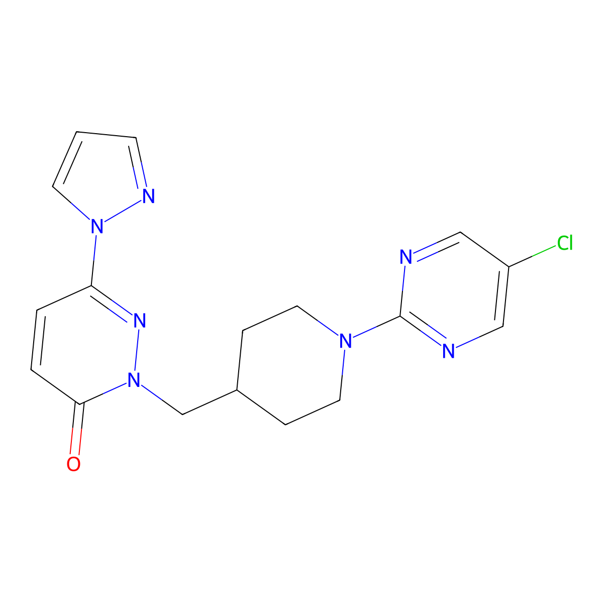 2-{[1-(5-chloropyrimidin-2-yl)piperidin-4-yl]methyl}-6-(1H-pyrazol-1-yl)-2,3-dihydropyridazin-3-one molecular structure, CAS 2097933-39-4